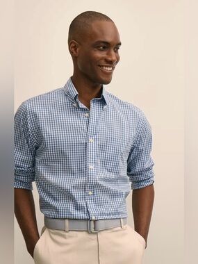 Brooks Brothers Button-Down Striped Dress Shirt - Blue, White & Green